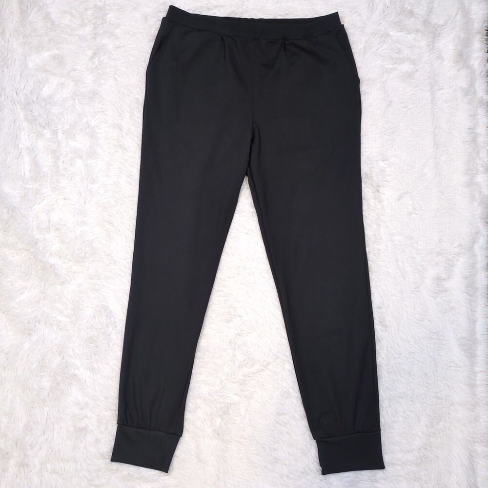 Mens Black Performance Joggers Size L Workout Pants Gym Run Lounge Minimalist - Picture 2 of 12